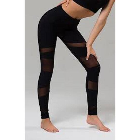 Onzie Pants - Onzie Flow Bondage Mesh Panel Athletic Full Leggings - 28.5" Inseam